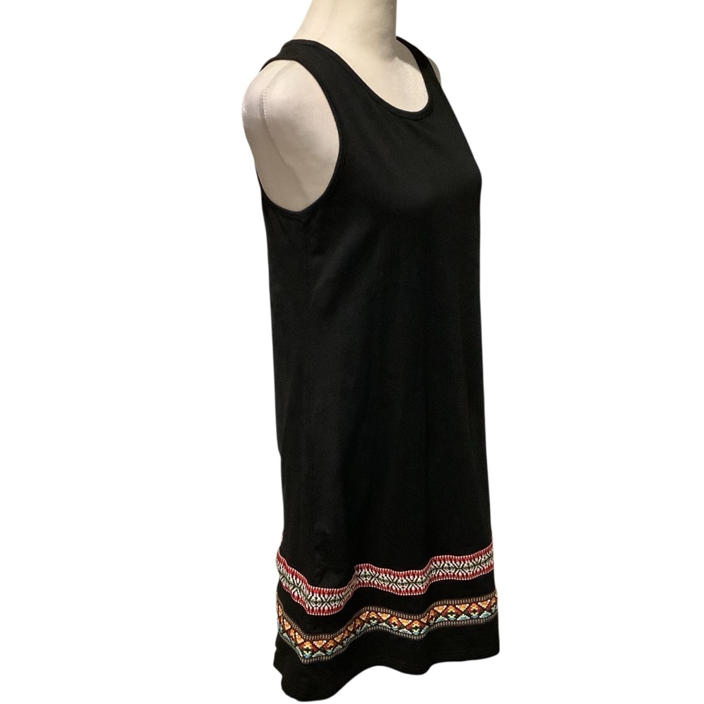 Black Sleeveless Dress with Colorful Hem WORN ONCE Size M/L